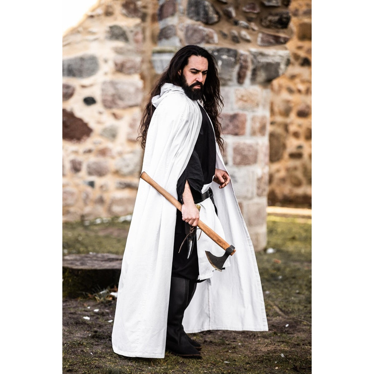Product image Medieval Templar Knight Cloak Baldwin white-black