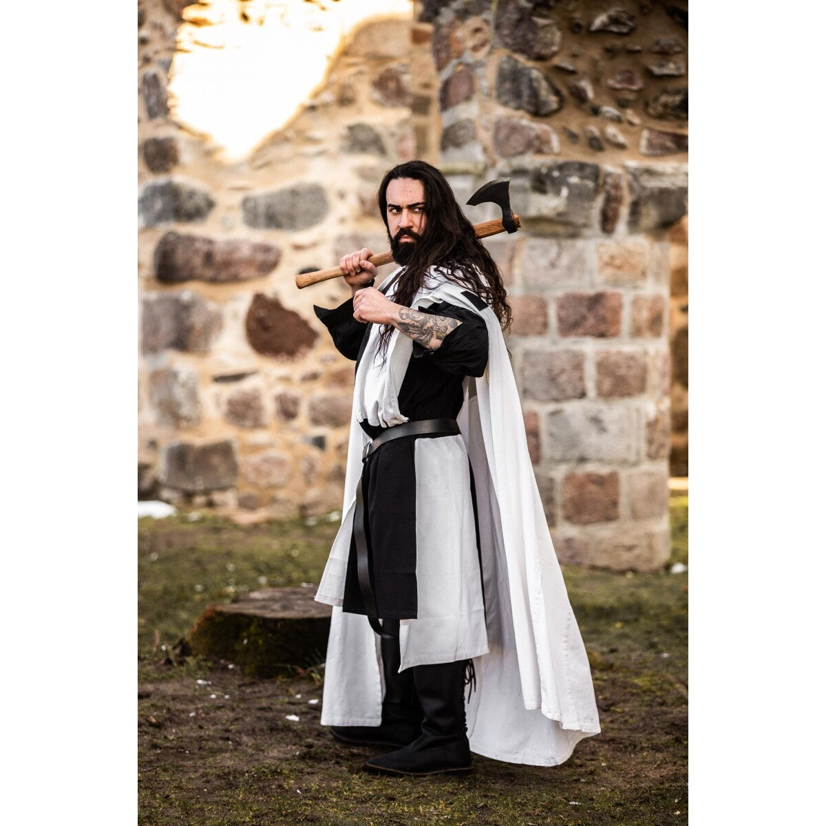 Product image Medieval Templar Knight Cloak Baldwin white-black