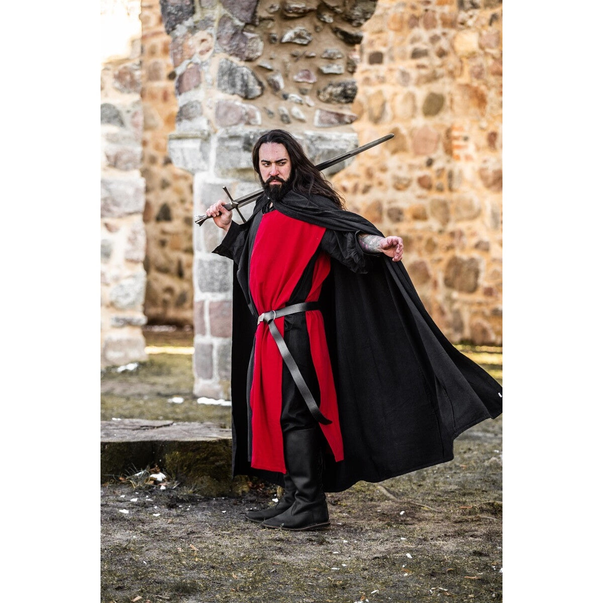 Product image Medieval Cloak of the Templar Knights Arnulf black-red