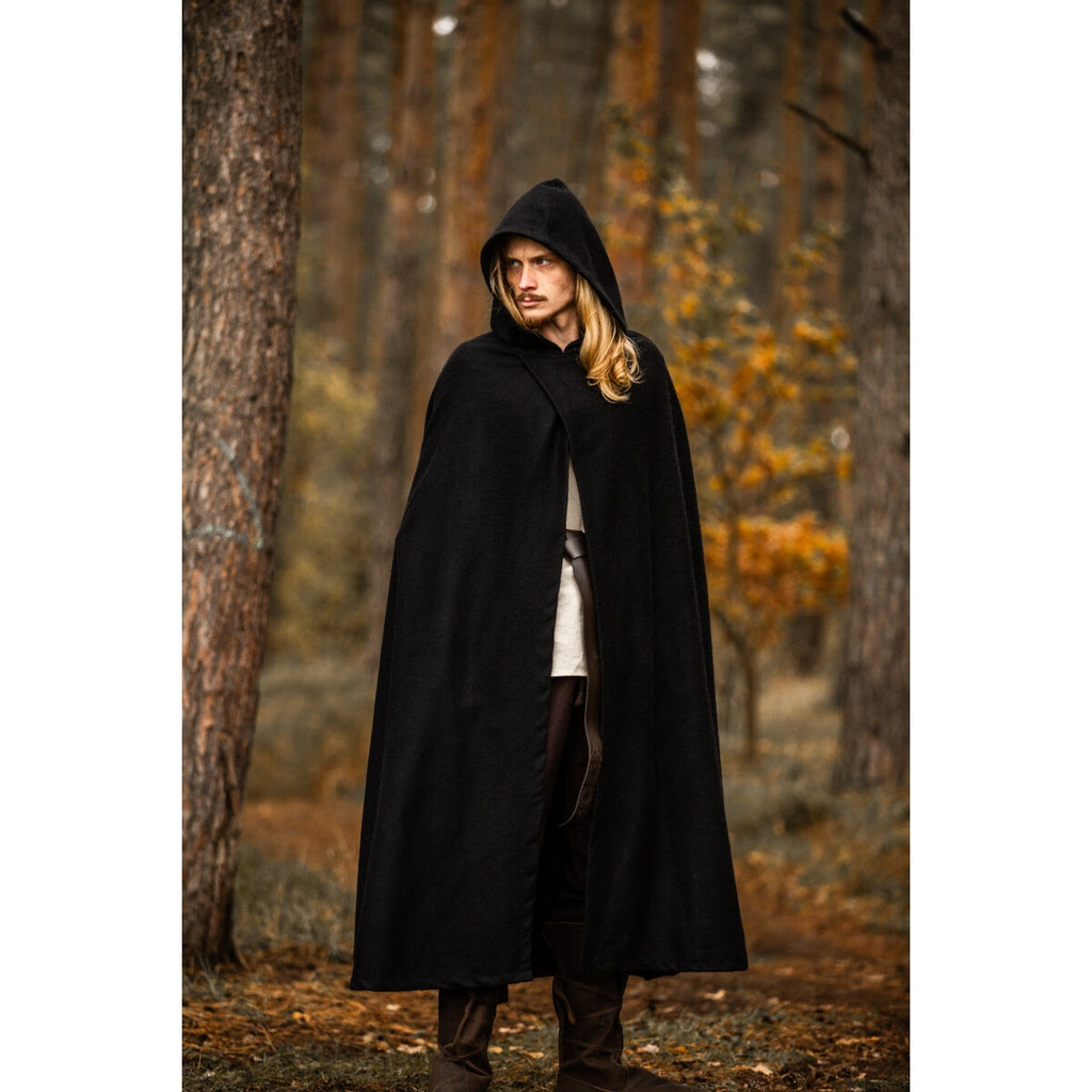 Product image Medieval Hooded Cloak Thorian Wool black