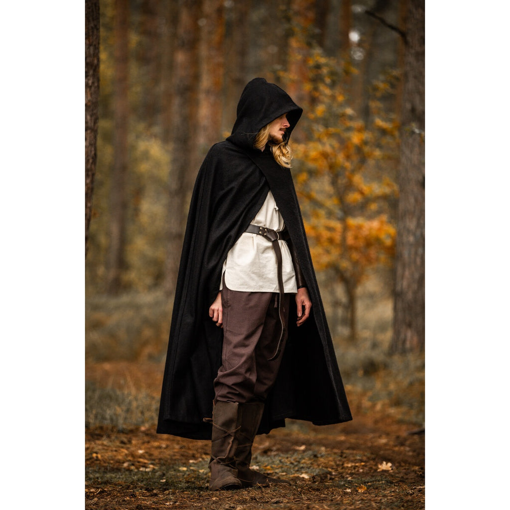 Product image Medieval Hooded Cloak Thorian Wool black