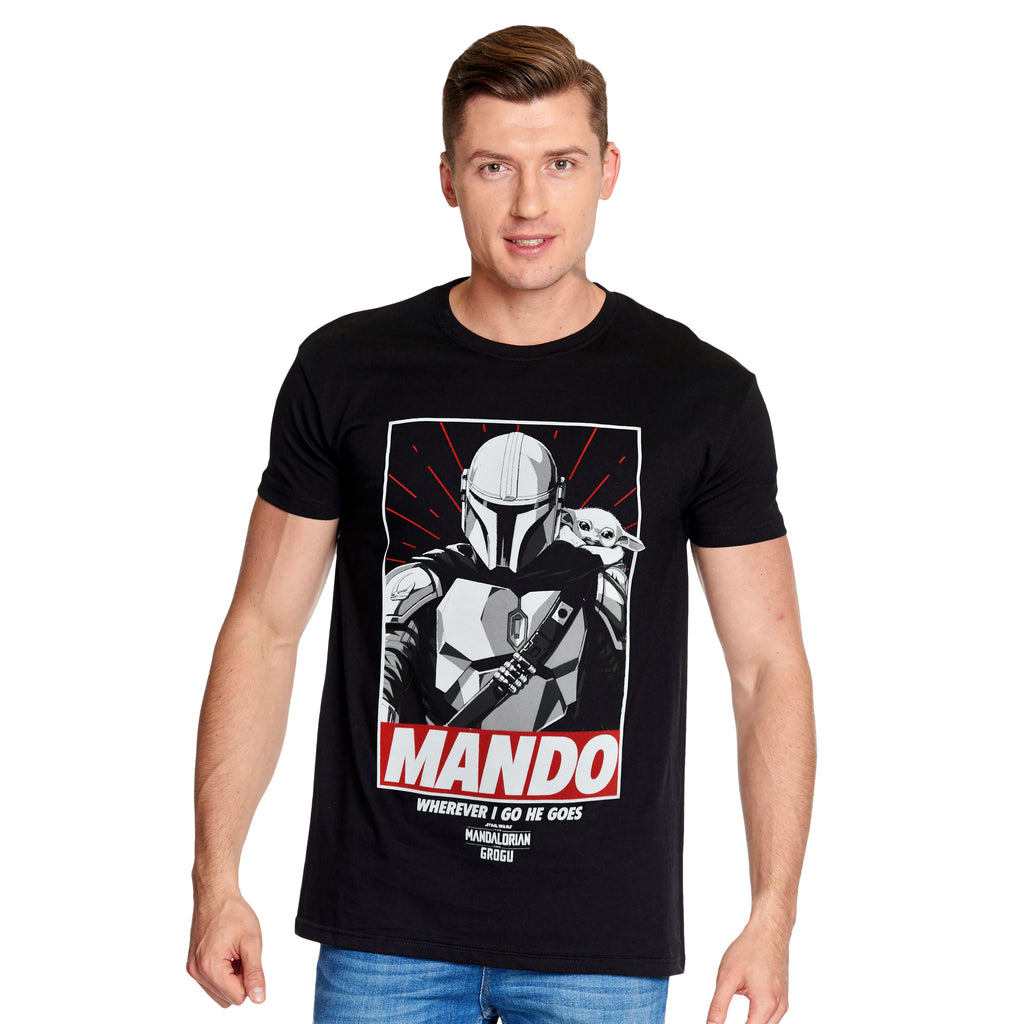 Product image Mando Wherever I Go He Goes T-Shirt Black - Star Wars The Mandalorian