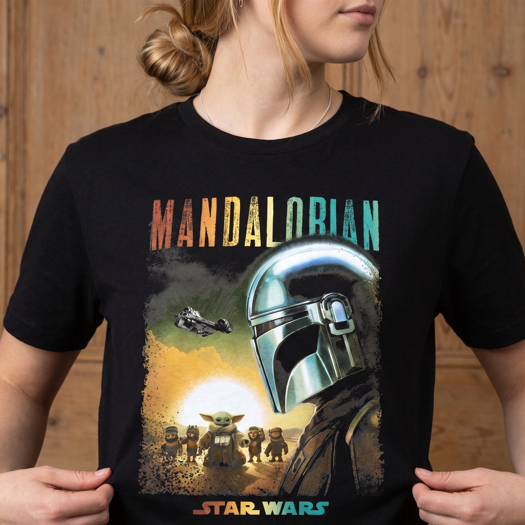 Product image Mando and Grogu Poster T-Shirt Black - Star Wars The Mandalorian