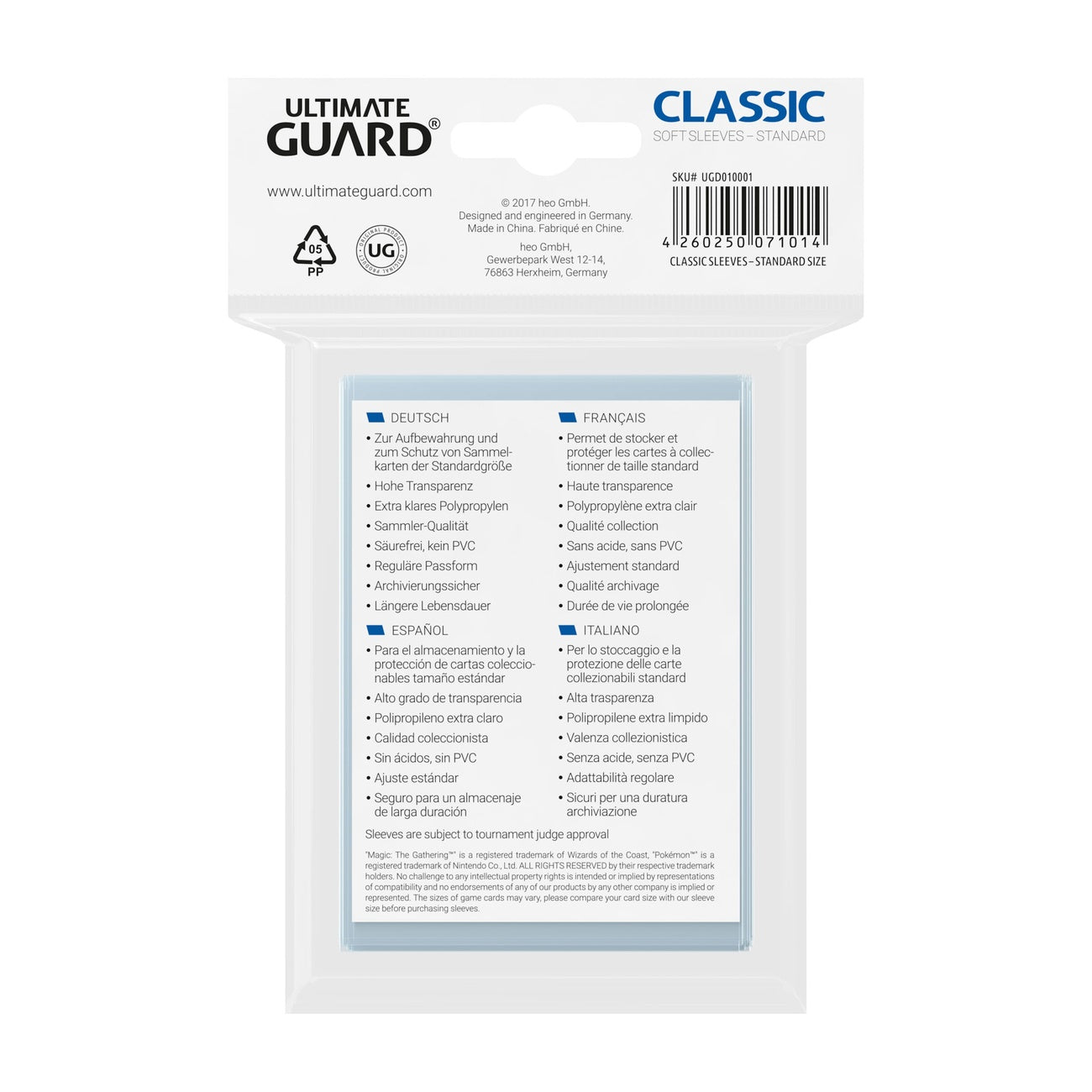 Product image Ultimate Guard Classic Sleeves Standard Size (100)