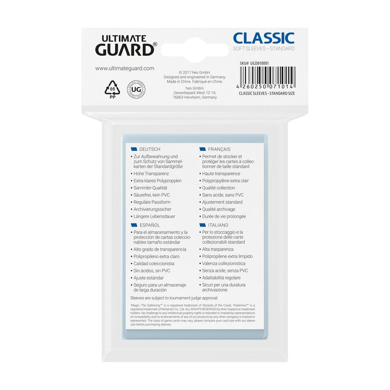Product image Ultimate Guard Classic Sleeves Standard Size (100)