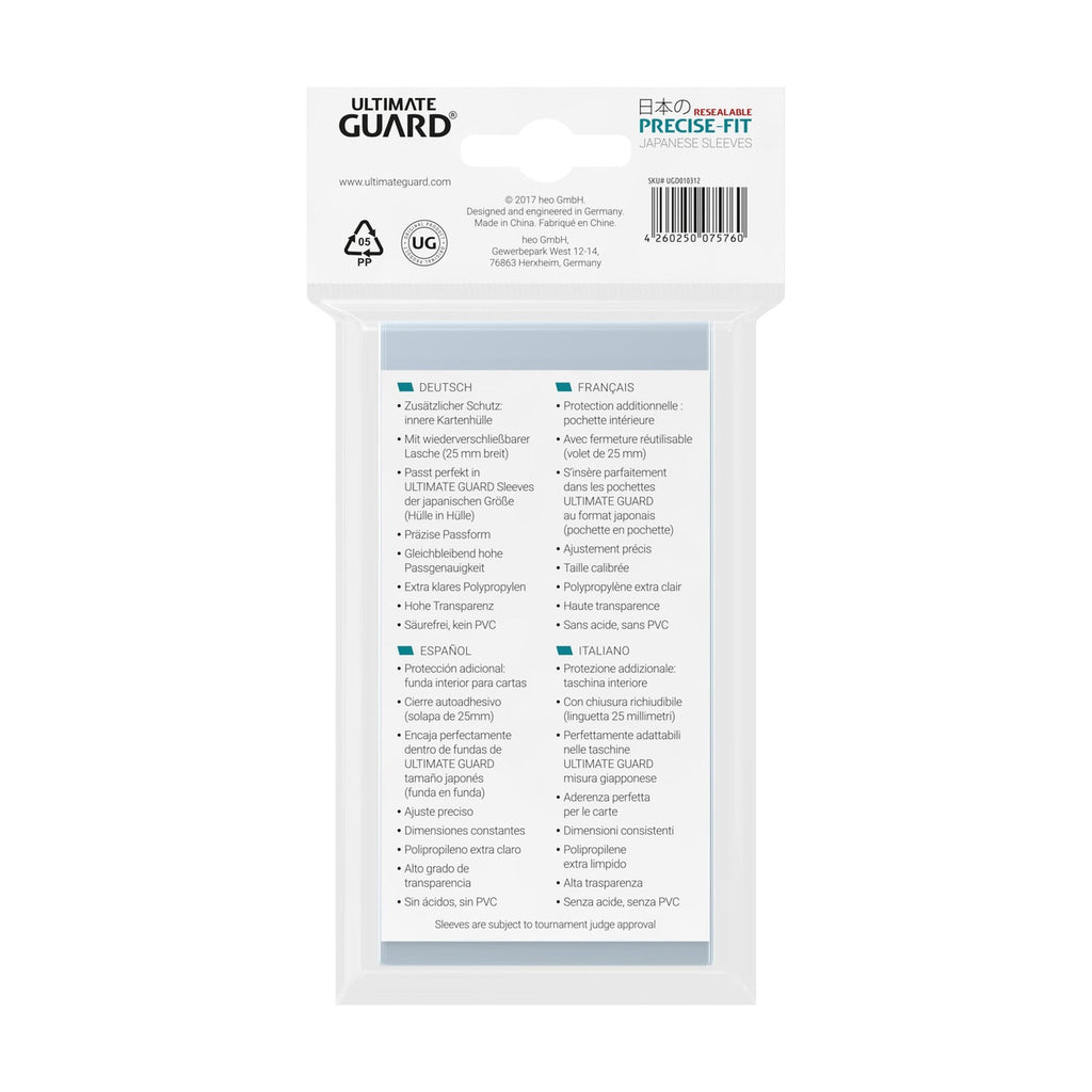 Product image Ultimate Guard Precise-Fit Sleeves Japanese Size (100) - Resealable
