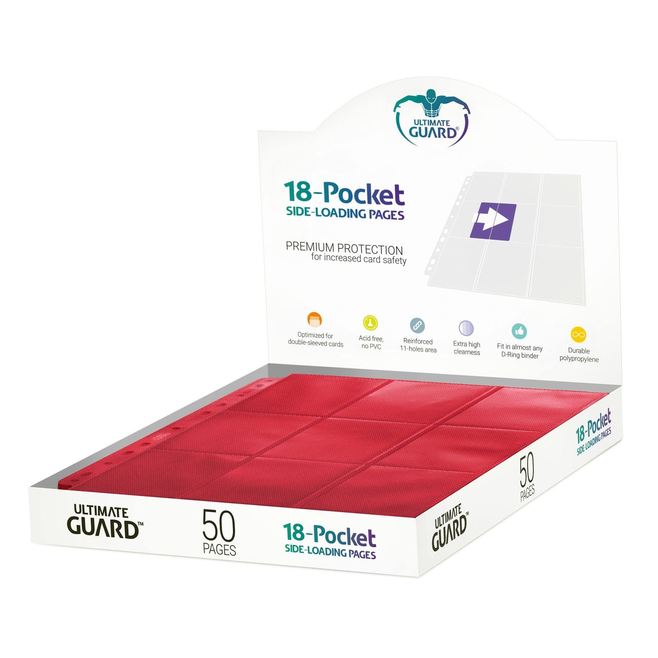 Product image Ultimate Guard 18-Pocket Pages Side-Loading (50) - Red