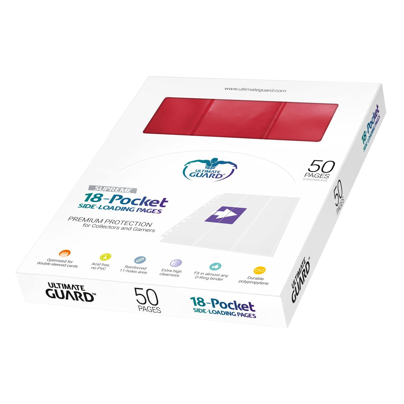 Product image Ultimate Guard 18-Pocket Pages Side-Loading (50) - Red