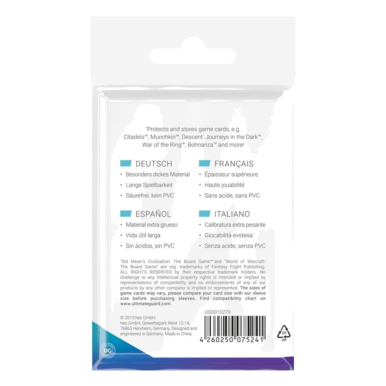 Product image Ultimate Guard Board Game Sleeves (60) - Standard American