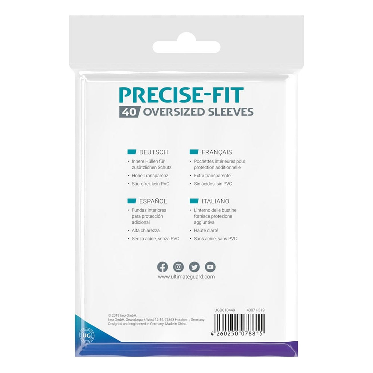 Product image Ultimate Guard Precise-Fit Oversized Sleeves (40)