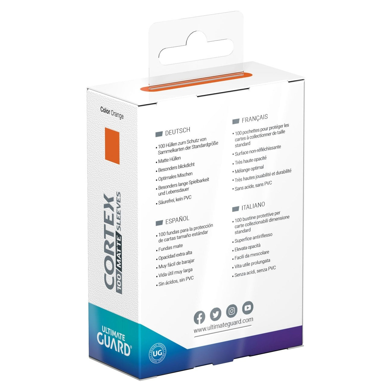 Product image Ultimate Guard Cortex Sleeves Matte Standard Size (100) - Orange