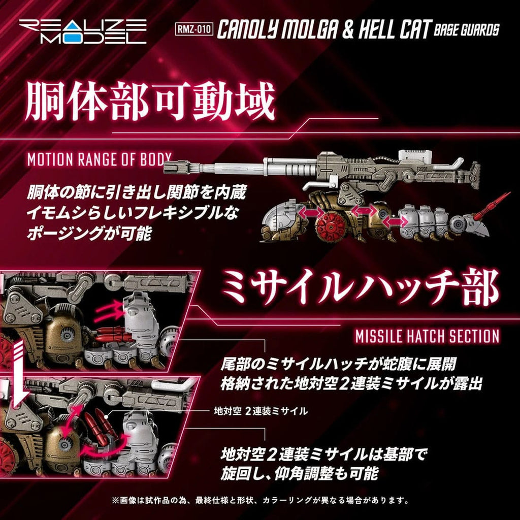Product image Zoids Plastic Model Kits 2-Pack 1/100 RMZ-010 Canoly Molga & Hell Cat Base Guards Sets 20 cm
