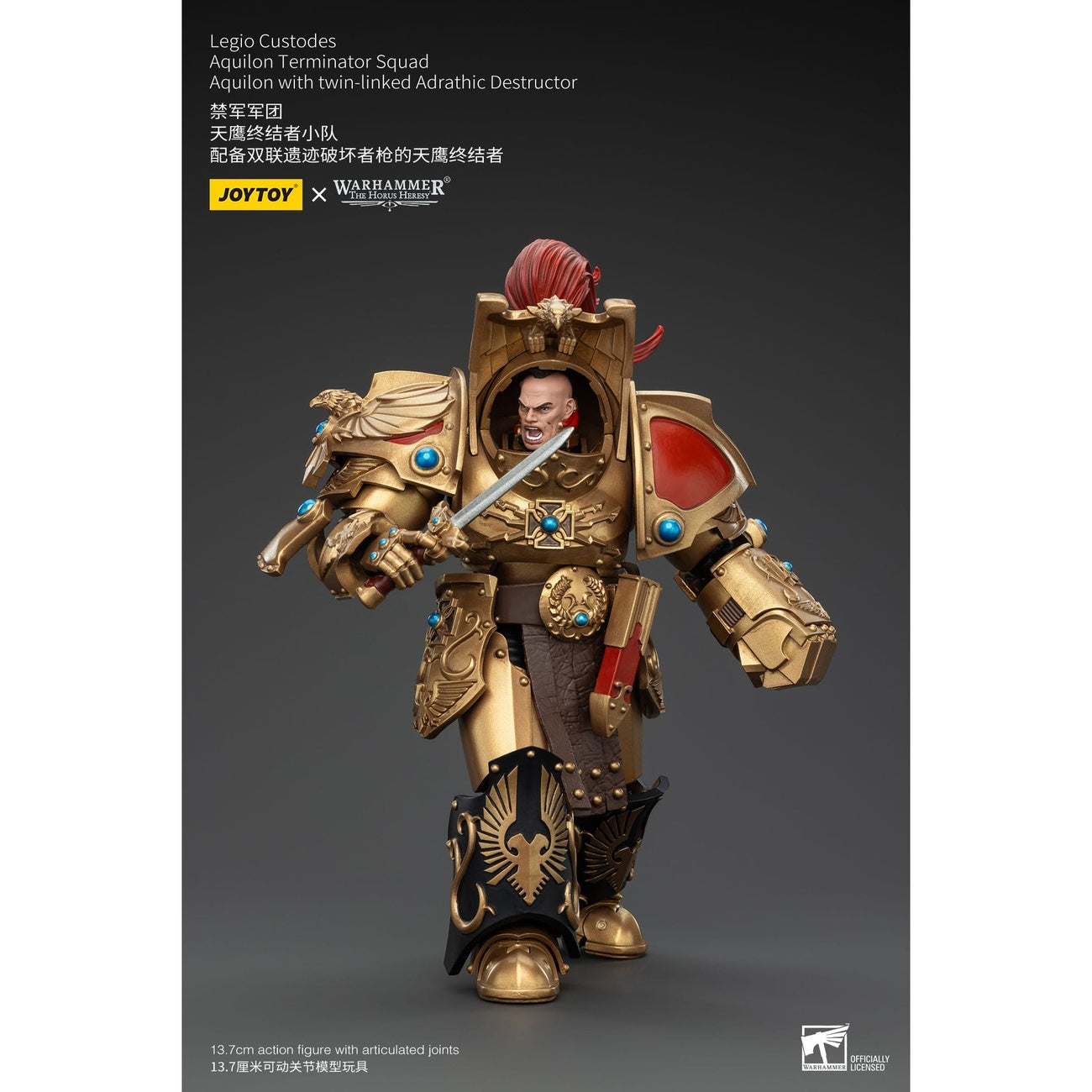 Product image Warhammer The Horus Heresy Action Figure 1/18 Legio Custodes Aquilon Terminator Squad Aquilon with Twin-Linked Adrathic Destructor