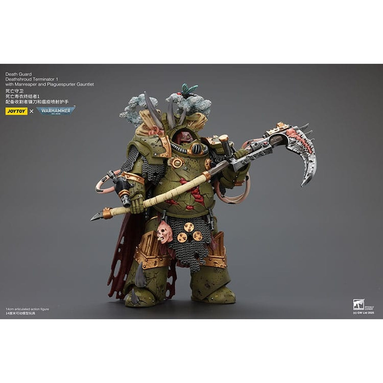 Product image Warhammer 40k Action Figure 1/18 Death Guard Deathshroud Terminator 1 with Manreaper and Plaguespurter Gauntlet 14 cm