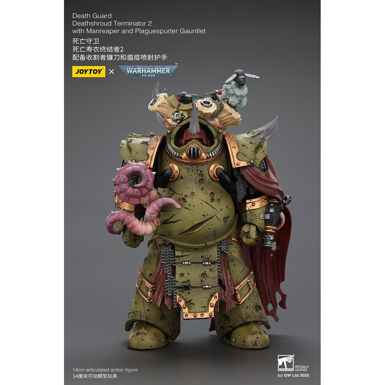 Product image Warhammer 40k Action Figure 1/18 Death Guard Deathshroud Terminator 2 with Manreaper and Plaguespurter Gauntlet 14 cm