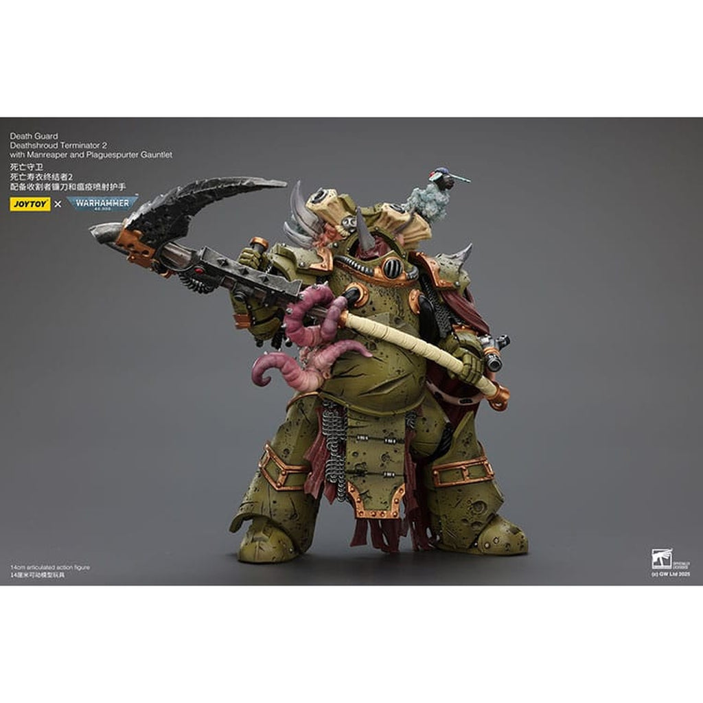 Product image Warhammer 40k Action Figure 1/18 Death Guard Deathshroud Terminator 2 with Manreaper and Plaguespurter Gauntlet 14 cm