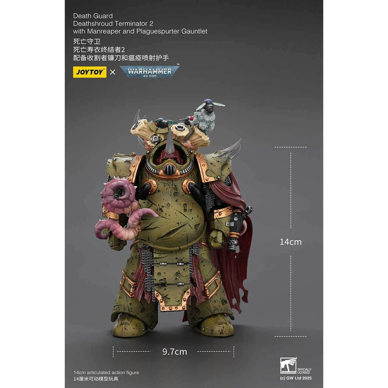 Product image Warhammer 40k Action Figure 1/18 Death Guard Deathshroud Terminator 2 with Manreaper and Plaguespurter Gauntlet 14 cm