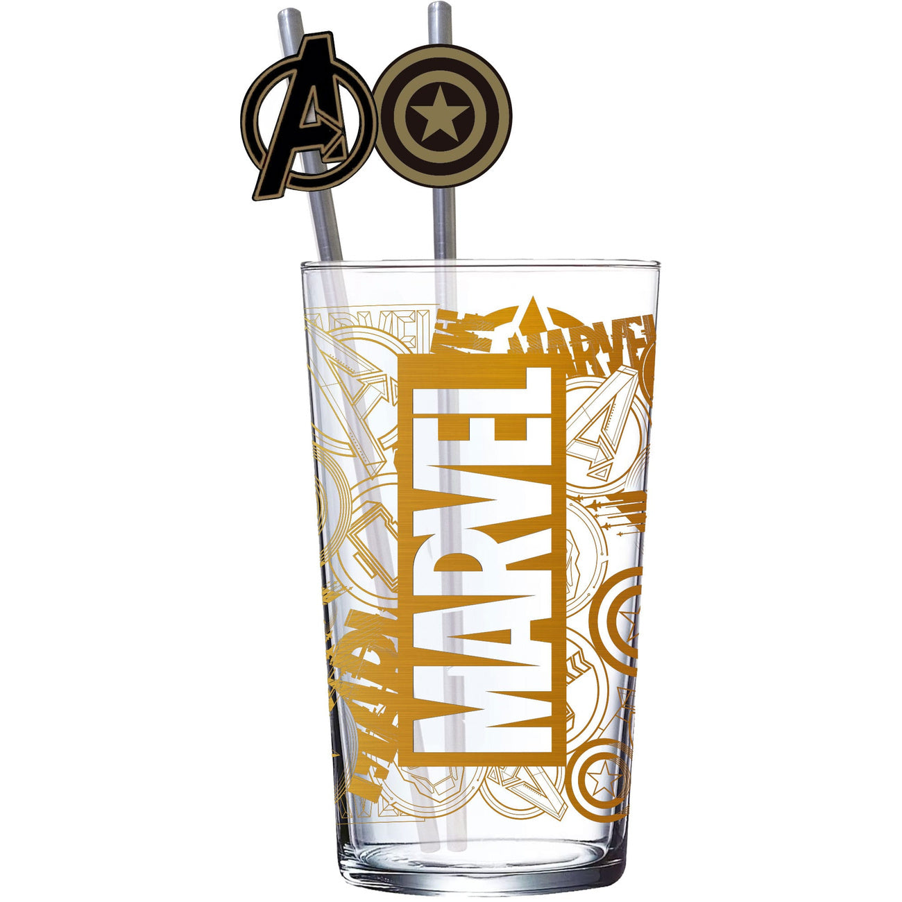 Product image Marvel Glass Tumbler with Straws Logo & Avengers 485 ml