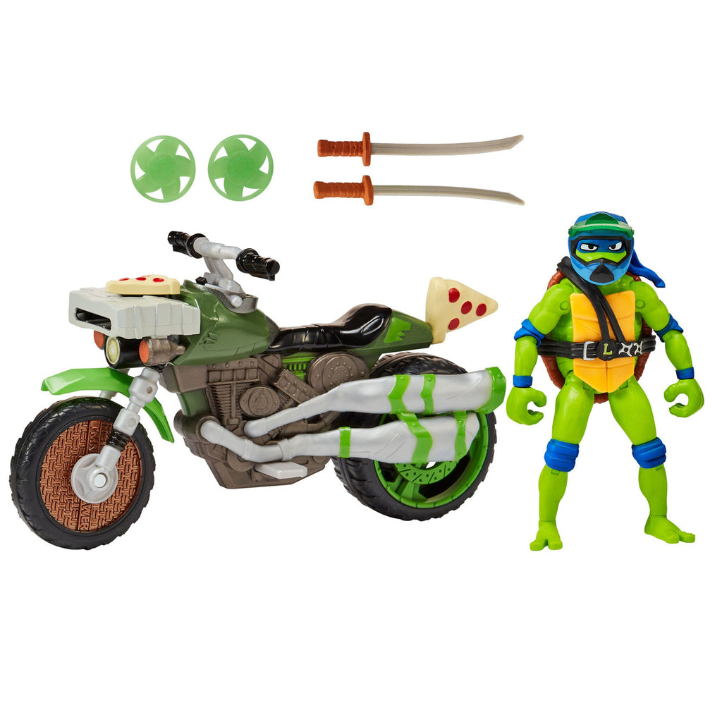 Product image Teenage Mutant Ninja Turtles: Mutant Mayhem Drive N Kick Action Figure Leonardo & Motorcycle 11 cm