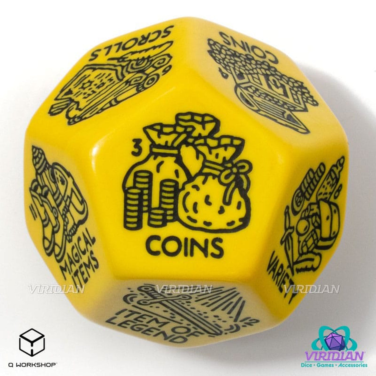 Product image Viridian Dice Jumbo Treasure Generator Die D12 Yellow
