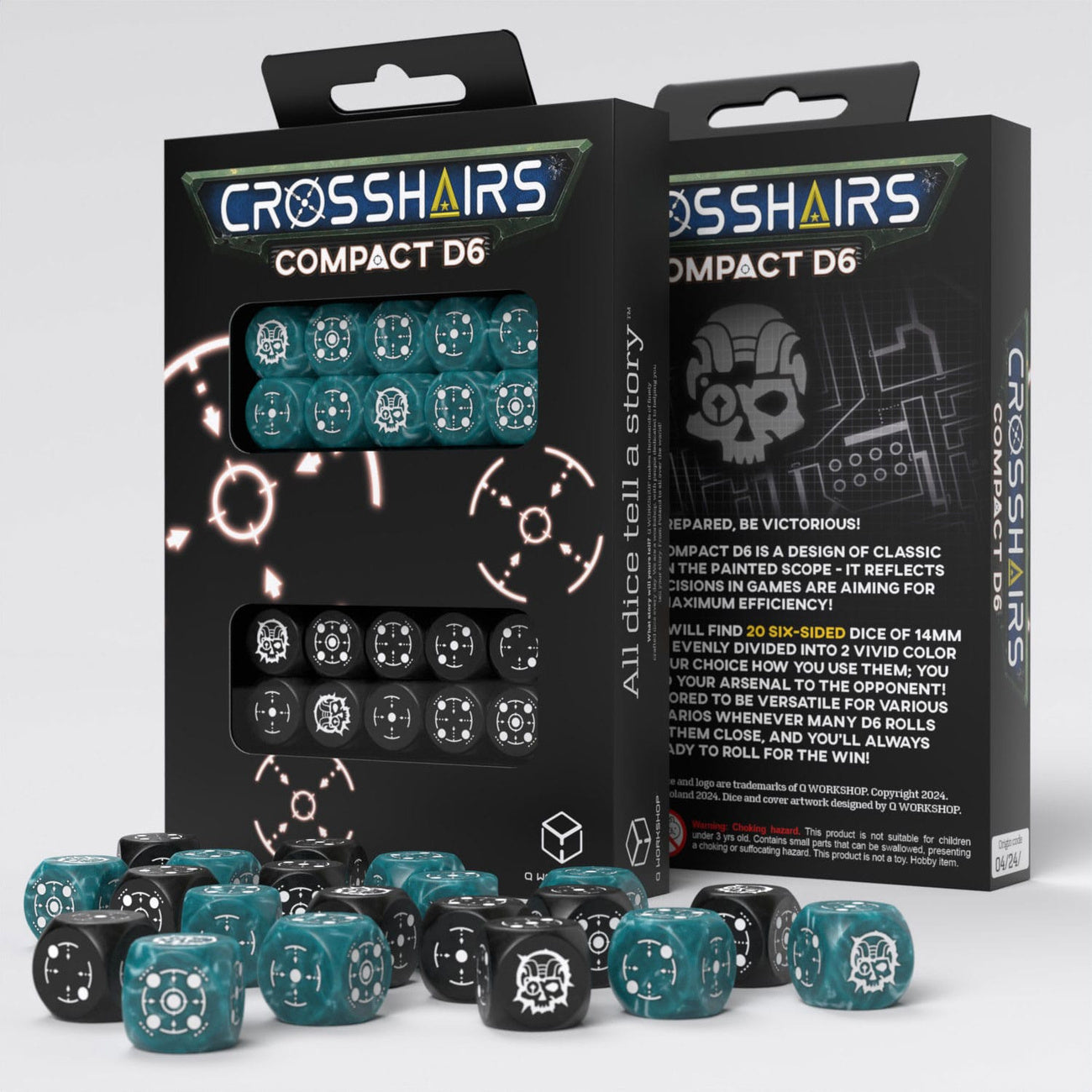 Product image Crosshairs Compact D6 Dice Set Stormy & Black (20)