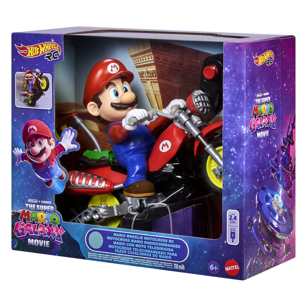 Product image Super Mario Galaxy Movie Hot Wheels RC Motorcycle Mario