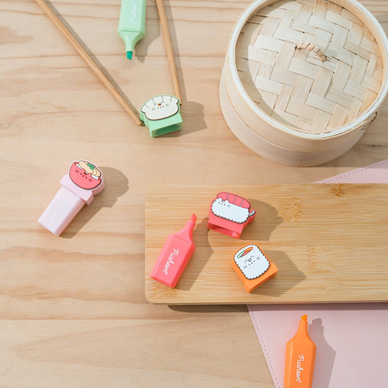 Product image Pusheen Sushi Roll Highlighters with Toppers Set of 4