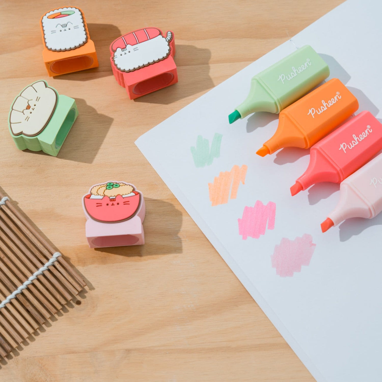 Product image Pusheen Sushi Roll Highlighters with Toppers Set of 4